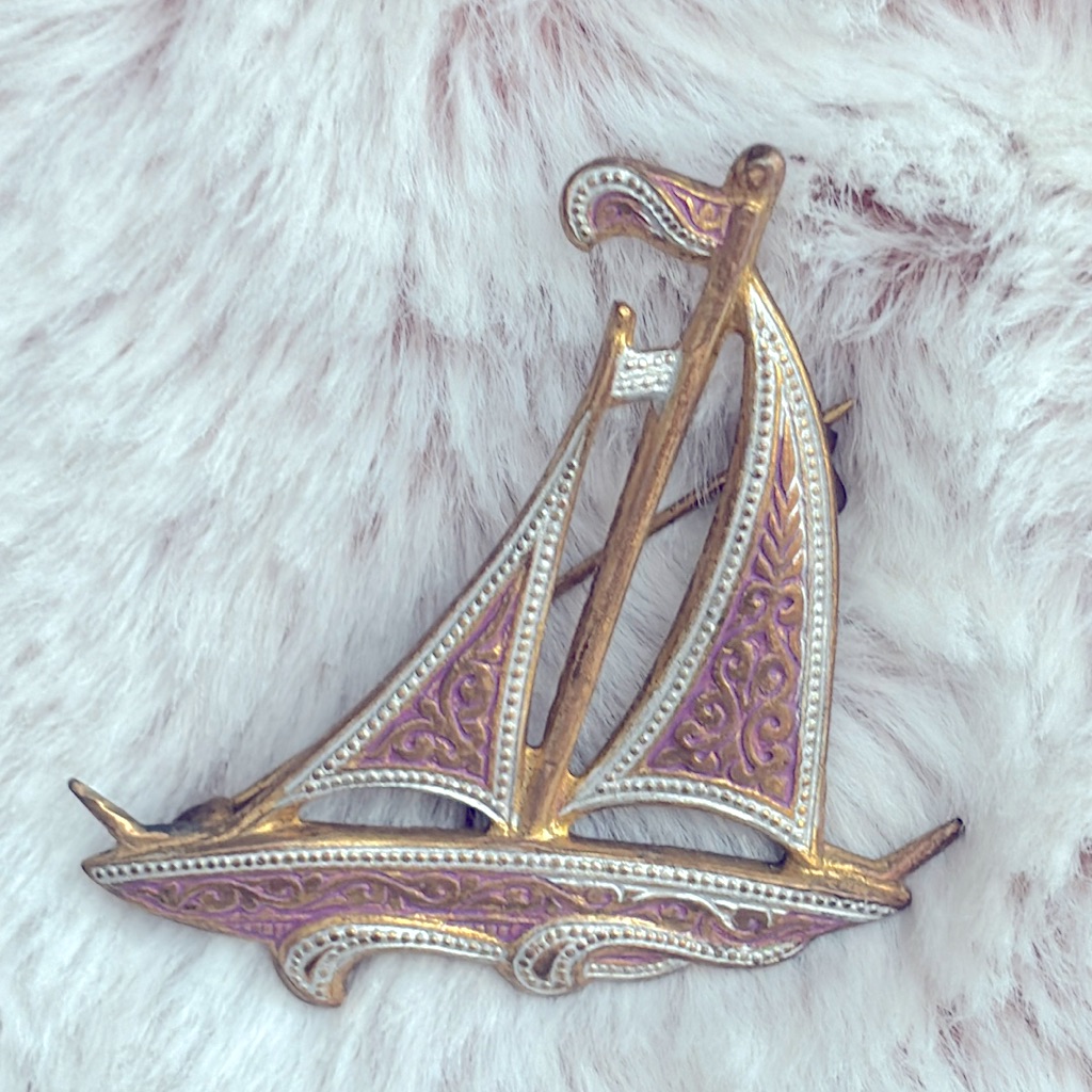 Beautiful Vintage Ship Pin Made In Spain!!